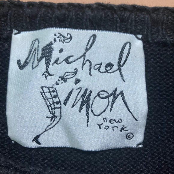 Michael Simon Vintage Fall Leaves Beaded Knit Cardigan Sweater Black XL Season - Picture 3 of 12